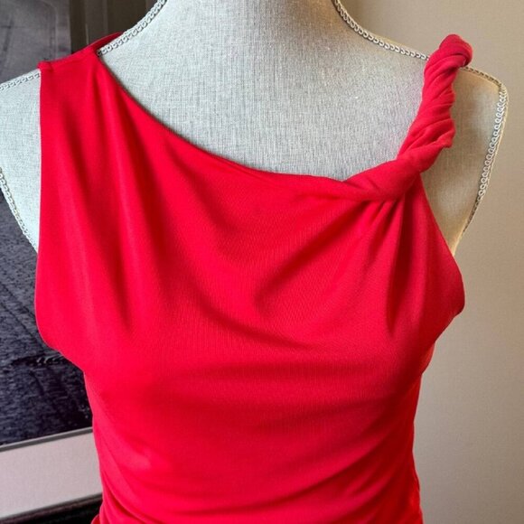 NWT! ZARA Asymmetrical Stretchy Little Red Dress - Size Large - Picture 2 of 8